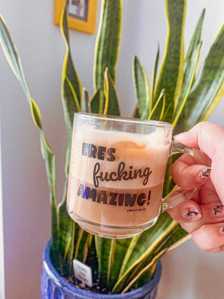 Eres F*cking Amazing! Spanglish 8oz Glass Mug for wholesale by MISfitted.Co