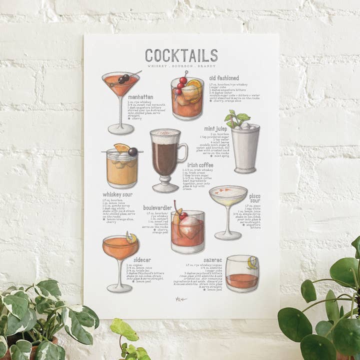 Cartel/Cócteles clásicos. Whisky y bourbon para venta al por mayor de Yeesan Loh