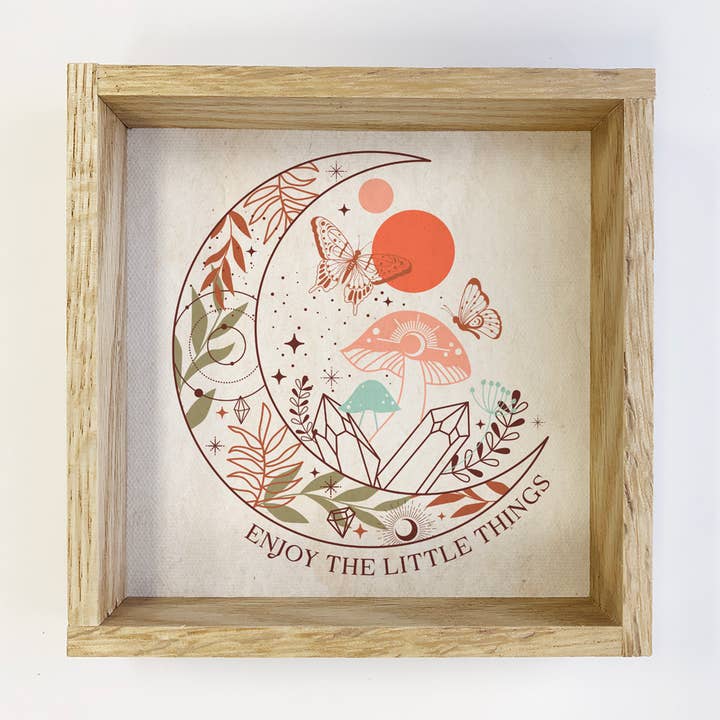 Boho Geniet van de kleine dingen Moon Mushrooms - Schilderij Boho voor wholesale door Hangout Home