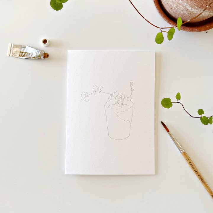 emily lex studio - Wholesale Stationery/Notecard Set - potted plants paintable notecards3