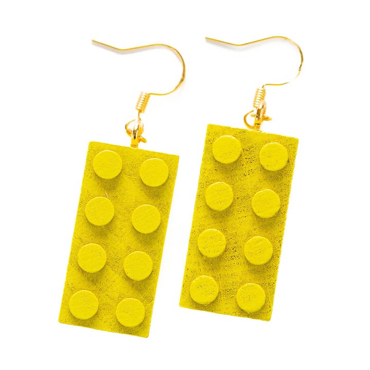 2x4 TRÄ TEGEL DANGEL ÖRHÄNGEN - GUL för wholesale av Timber Brands