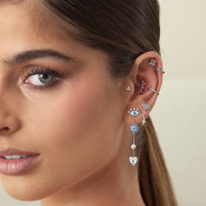 EarCandy Jewelry - Wholesale Single Earring - COSMIC-PROTECTION SILVER PIERCING EARRING1