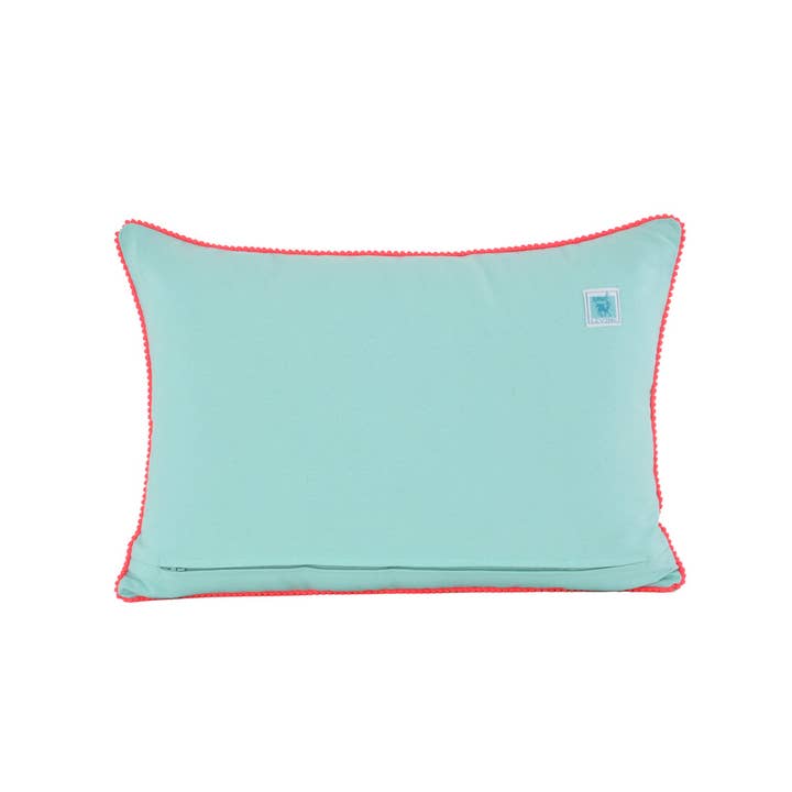 Karma Living - Wholesale Decoratief kussen - 2ABFLCC707_AQ SET/2 AQUA VLVT BLOEMENKUSSEN 16x24"