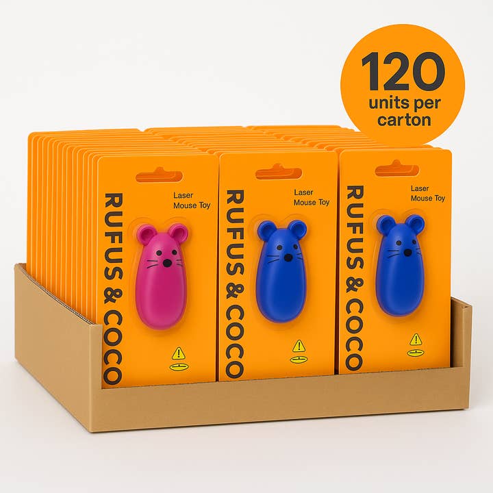 Laser Mouse Toy – 120 Units per Carton for wholesale by Rufus & Coco