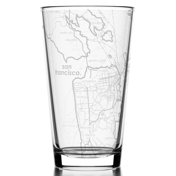 San Francisco, CA City Map - Super Bowl - 16 oz Pint Glass for wholesale by Well Told