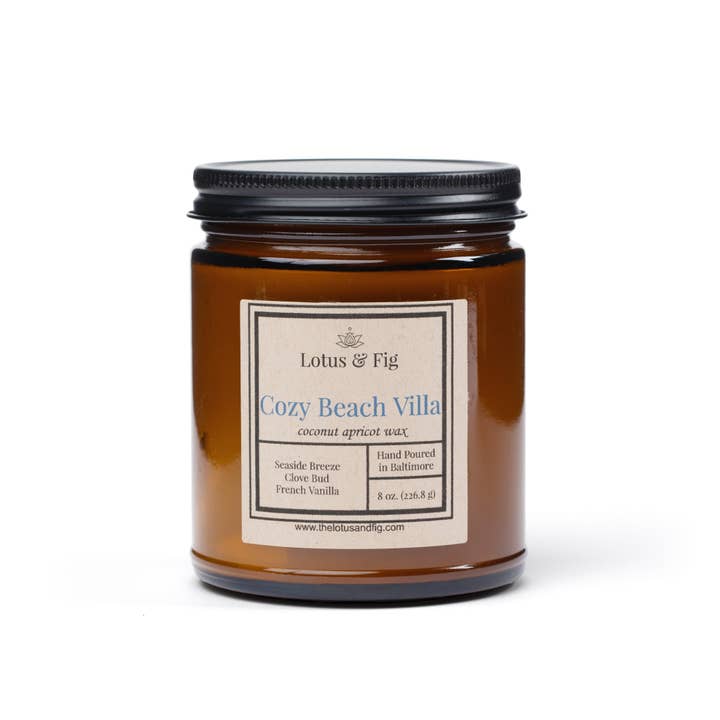Lotus & Fig - Wholesale Jar/Filled Candle - Cozy Beach Villa 8 oz Candle2