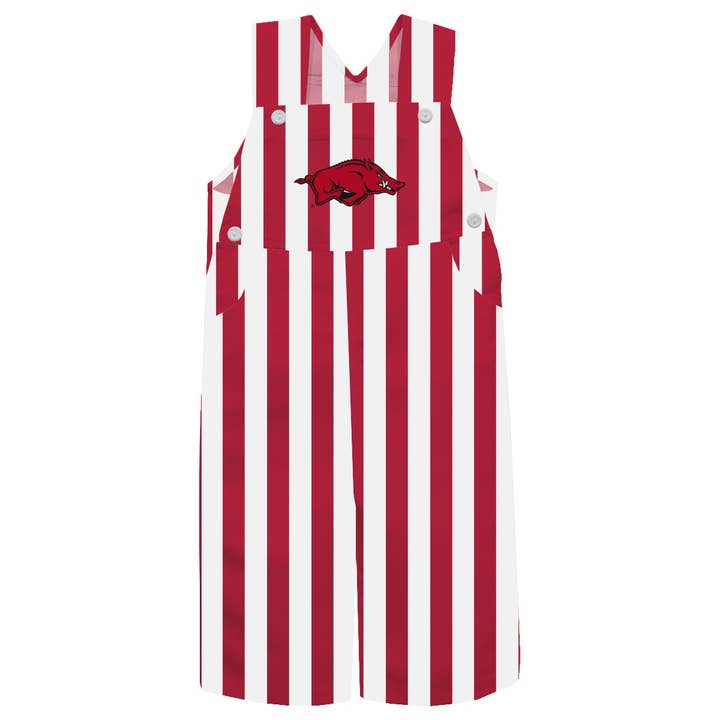 Arkansas Razorbacks Red White Stripes Logo Boys Overall for wholesale by Vive La Fete