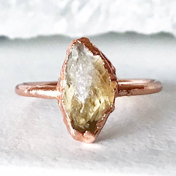 Buddha Blossom Jewels - Wholesale Single Stone/Solitaire Ring - Raw Citrine Stacking Ring in Copper0