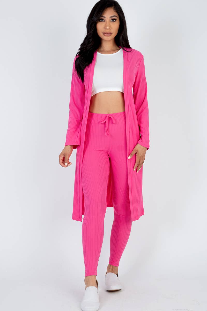 CAPELLA APPAREL – Engroshandel Top- og buksesæt (IKKE Loungewear) - Dame – Ribbet Cardigan & Leggings Sæt6