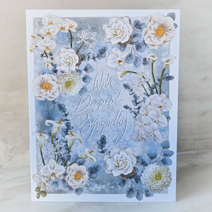 With Deepest Sympathy Greeting Card for wholesale by Scribblebard Illustrations