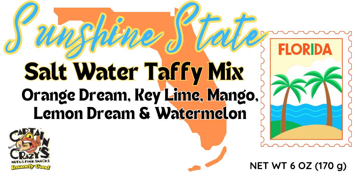 Captain Crazy’s Nuts and Fine Snacks - Wholesale Taffy - SALT WATER TAFFY Florida Sunshine State Mix3