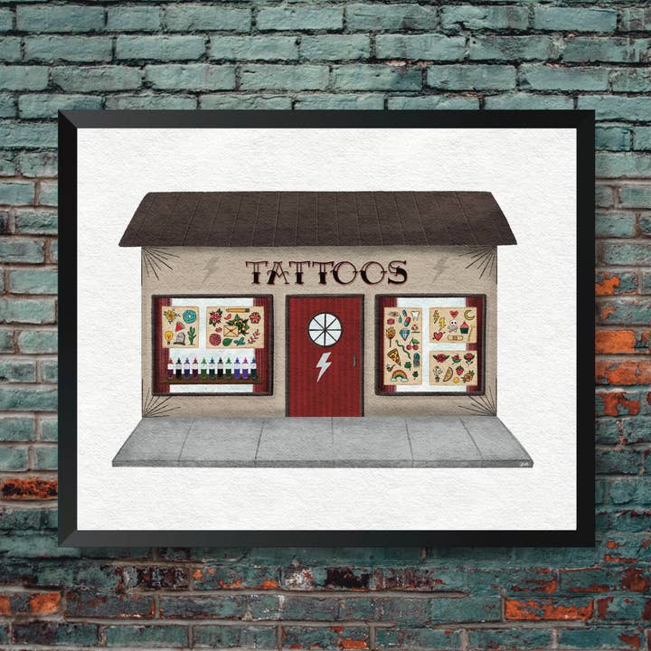 8x10 Tattoo Shop Art Print, Tiny Shops Art Print, Tattoo Art for wholesale by blonde birdie