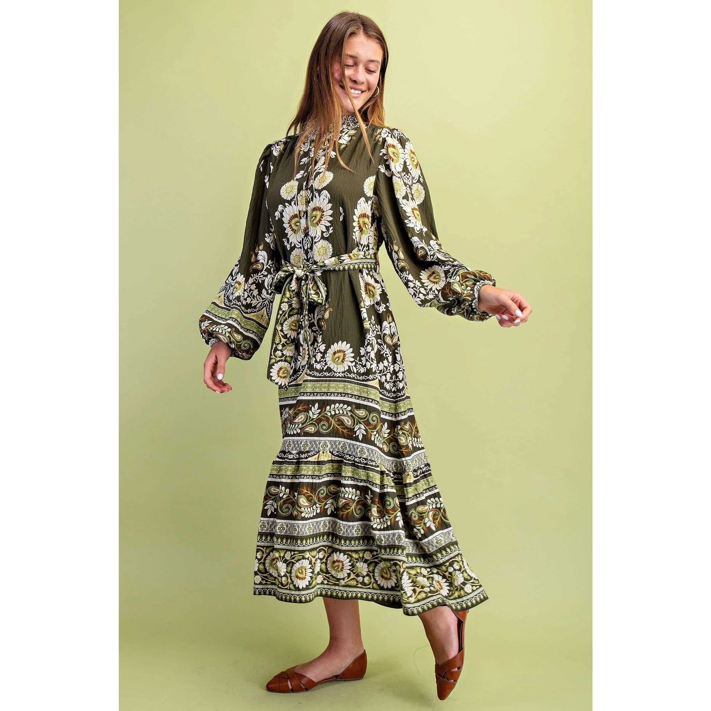 STYLE USA - Wholesale Dress - Women's - Floral Print Midi Dress8