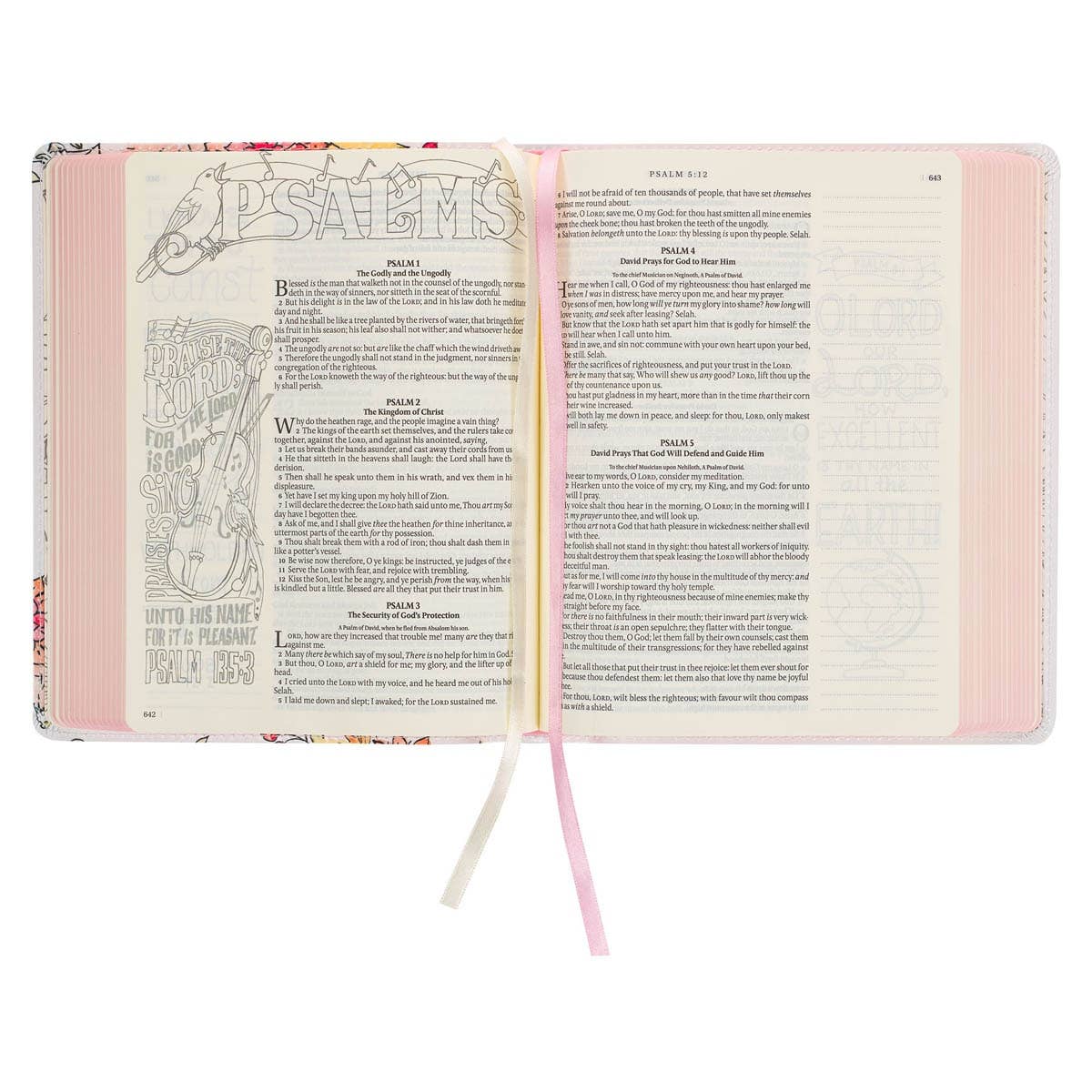 Christian Art Gifts - Wholesale Religion - KJV My Creative Bible Faux Leather, White Floral Printed5