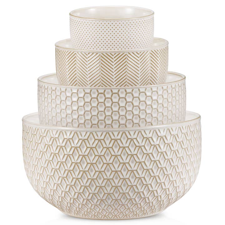 Kook - Wholesale Serve Bowl - Kook Ceramic Nesting Bowls, 20/44/98/145 oz, Cream