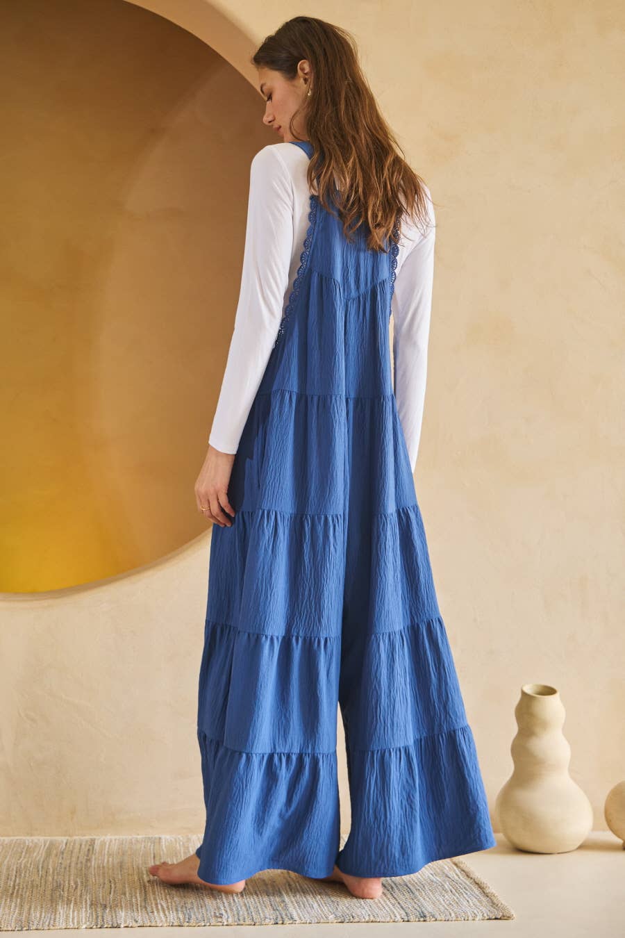 Oddi - Wholesale Jumpsuit - Women's - Solid Airflow Tired Wide Leg Overall Jumpsuit6