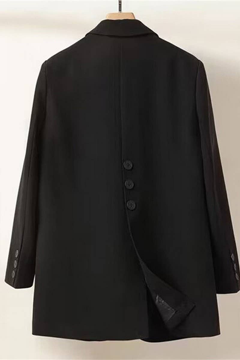 NINEXIS - Wholesale Suit Jacket - Women's - _CWOBL0139_SOLID COLOR SLIT POCKET SUIT COLLAR COMMUTER SUIT1