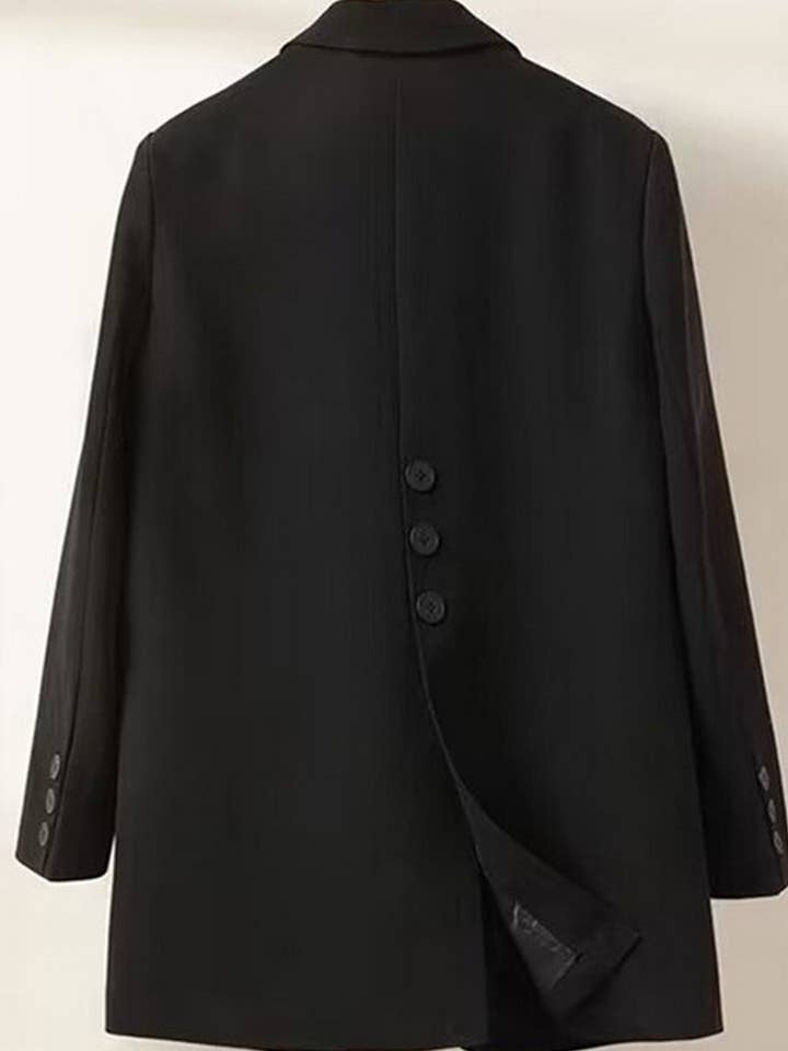 NINEXIS - Wholesale Suit Jacket - Women's - _CWOBL0139_SOLID COLOR SLIT POCKET SUIT COLLAR COMMUTER SUIT1