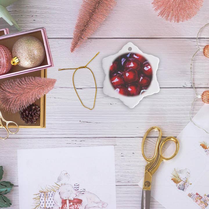 3dRose - Wholesale Ornament - 3dRose, Red pomegranate seeds, macro photo, Ornament5