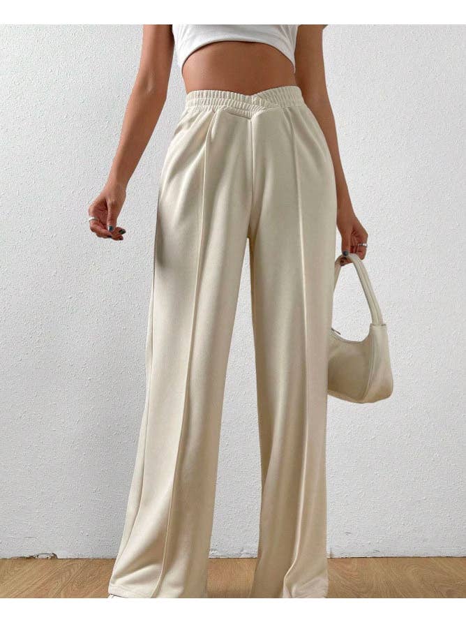 Sweetkama - Wholesale Pants - Women's - Ladies Solid Color Trendy Wide Stright Leg Sweat Pants 822