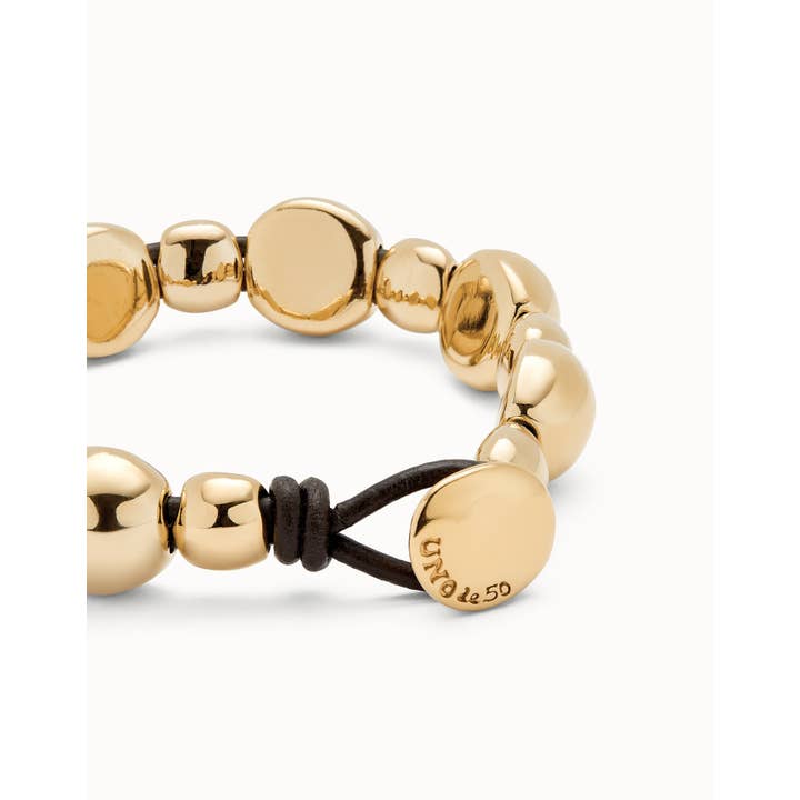 Dorado Läderarmband med 18K guldpläterade legeringspärlor för wholesale på Faire