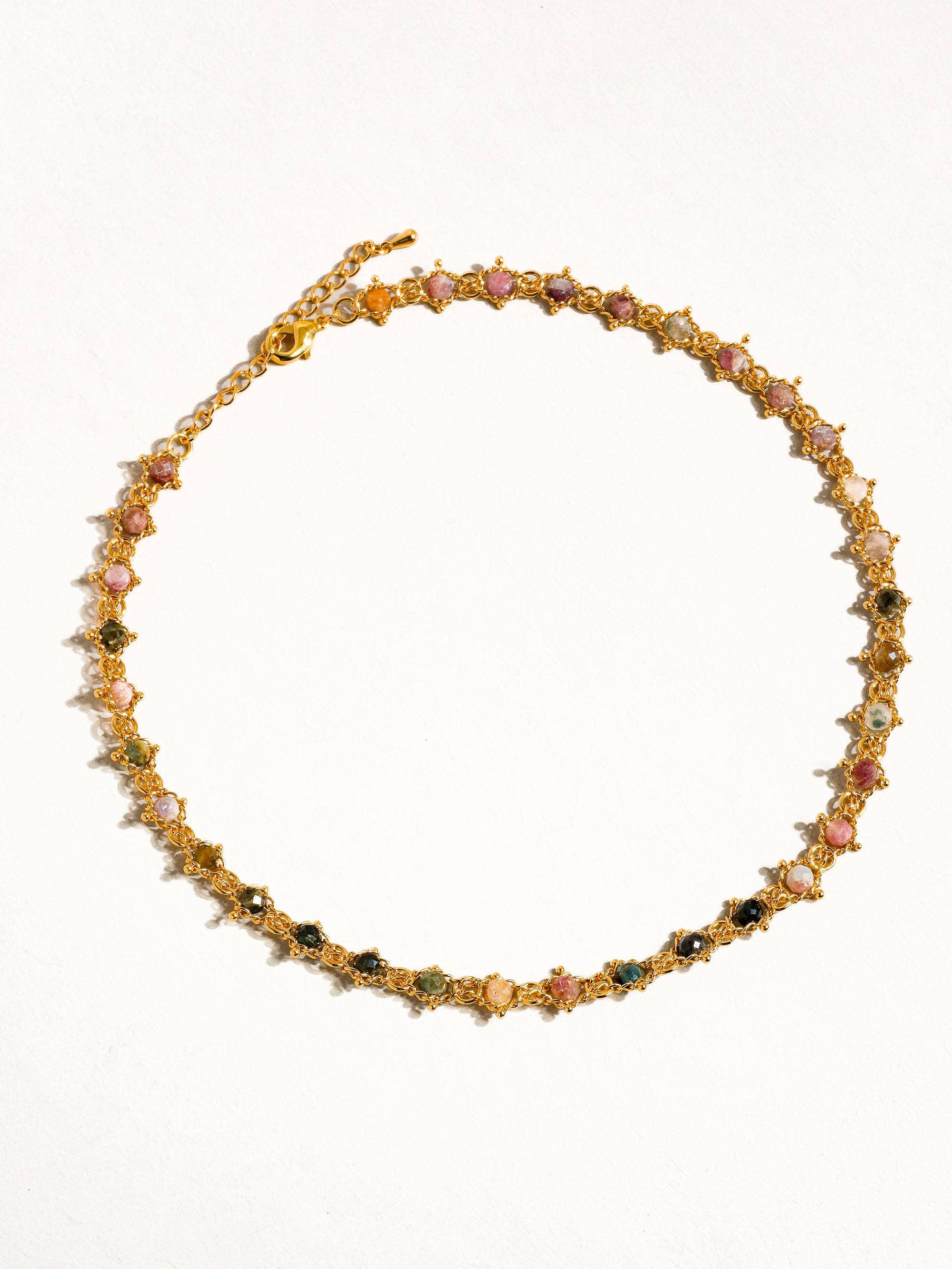 Multi Colored Skylar 18K Gold Multi-Stone Chained Bracelet, Necklace for wholesale on Faire4