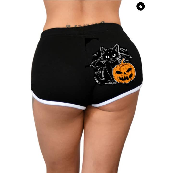 BAT CAT AND JACK - Halloween Cat Lovers Women's Shorts for wholesale by Pinky Star