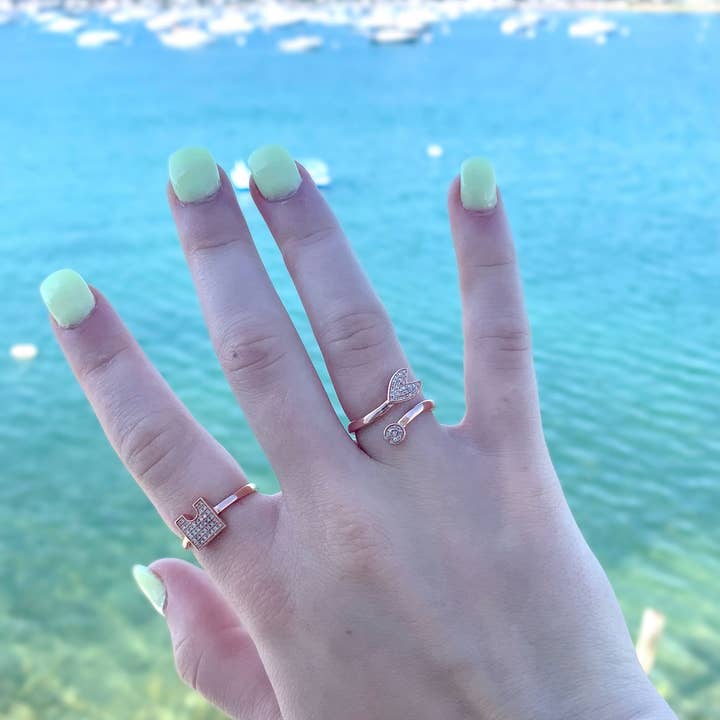 City Arches Quadratischer Diamantring aus 14 K Roségold Vermeil auf Sterlingsilber für den Großhandel von LuvMyJewelry (LMJ)