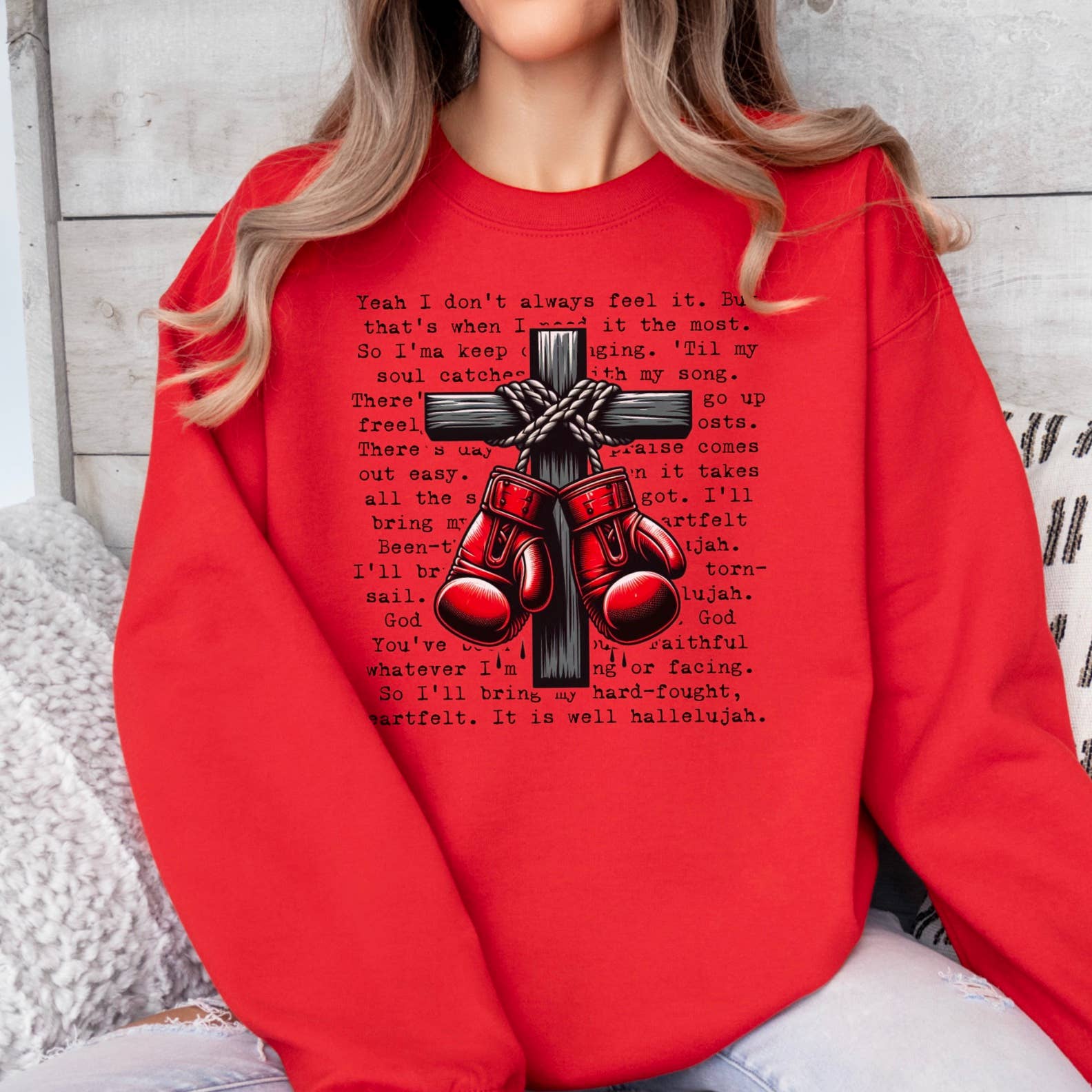 Shoppe SHC – wholesale Graphic sweatshirt – Women’s – Hard Fought Hallelujah  Screen Print Sweatshirt 3