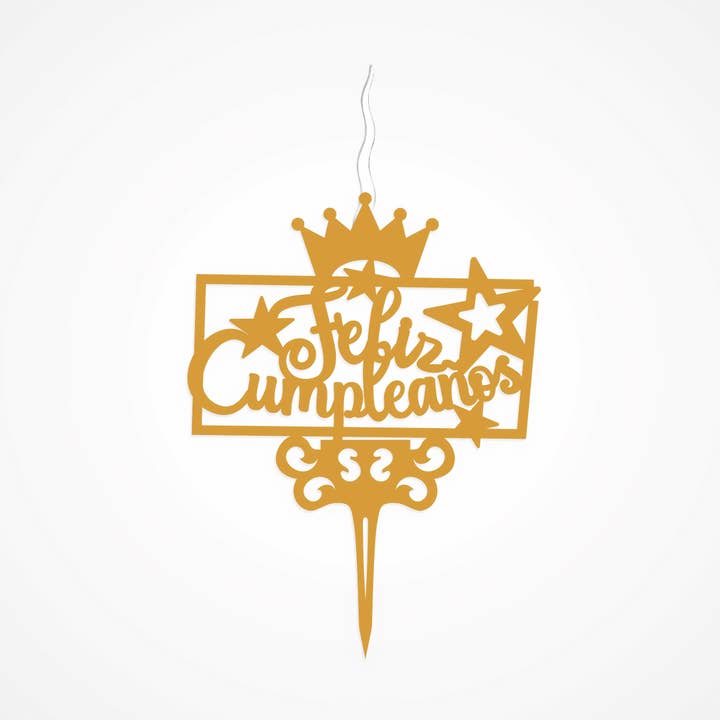 Bougie de décoration de gâteau en acrylique « FELIZ CUMPLEANOS » sans danger pour les aliments - Bougies à gâteau pour anniversaire, décoration d'anniversaire, réunions de famille, fêtes à thème, fournitures de décoration de gâteaux pour la vente par Food safe Cake Topper