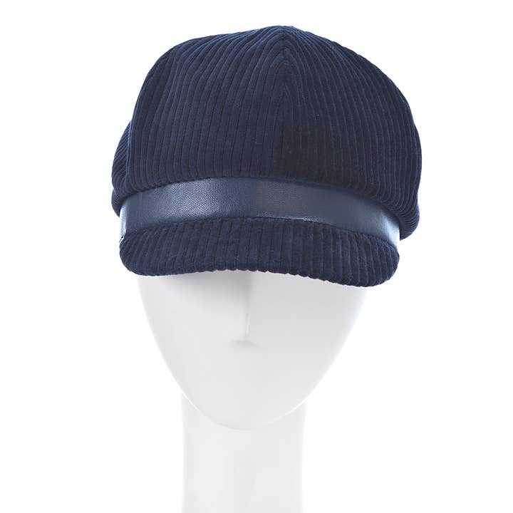 BLEU Wide Whale Corduroy Newsboy Hat for Women for wholesale by Giovannio