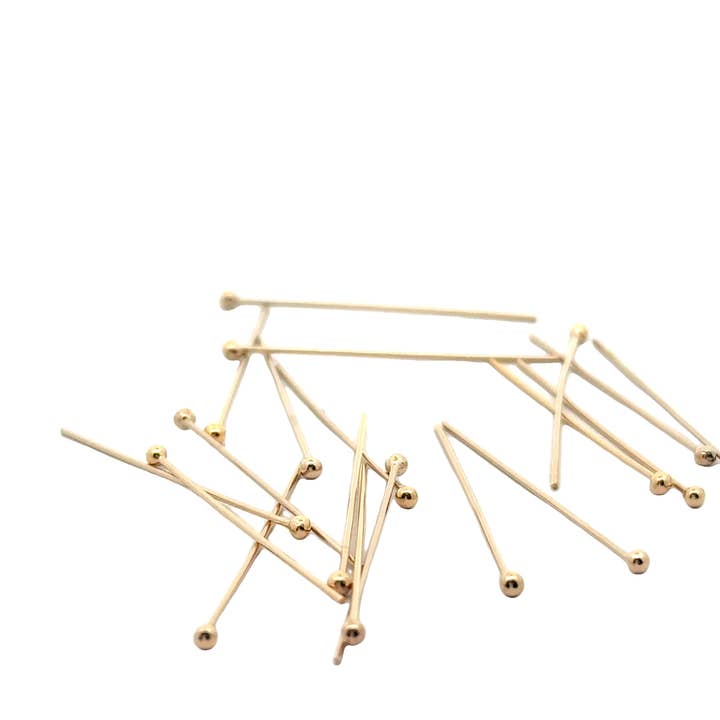 Purity Beads - Wholesale Craft Supplies - 14K Real Gold Filled | Ball Head Pins | Available in 24ga, 26ga Gauges and Three Sizes 1", 1.5", 2" long.1