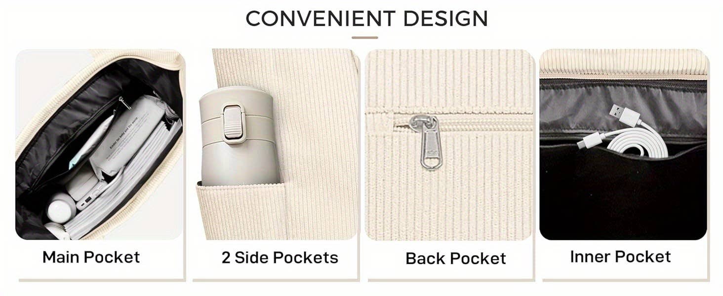 NARWEY INC – Sacola - Mulher por atacado – Grande Saco de Veludo Canelado Buringer para Viagem, Ginásio, Férias10