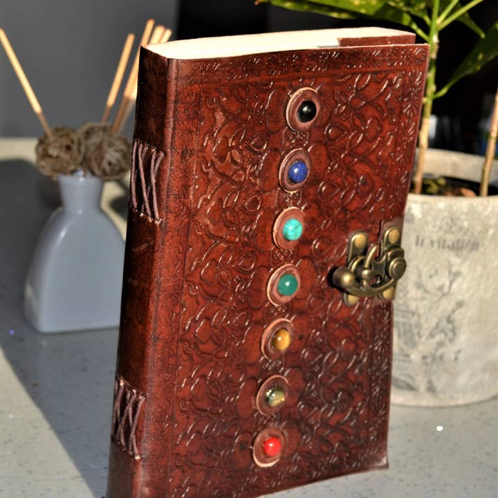 R K Handicrafts and Exporters - Wholesale Journal/Diary - 7 Chakra Leather Journal Chakra Stones Meditation3