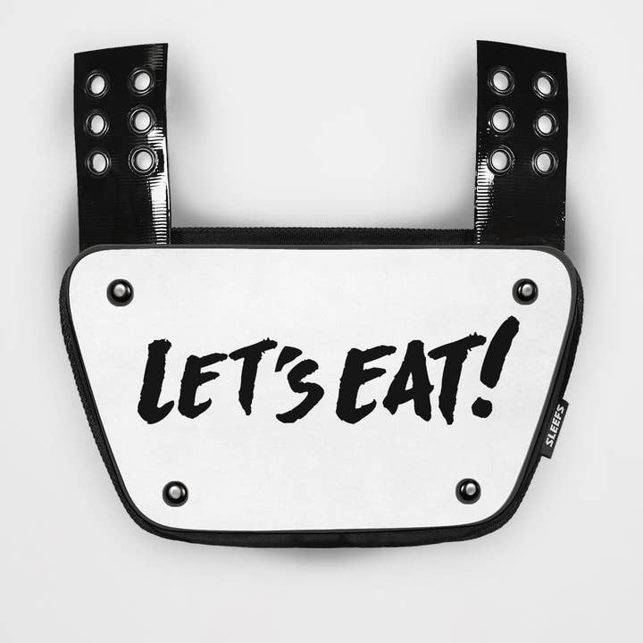 White Let's Eat Sticker for Back Plate for wholesale on Faire