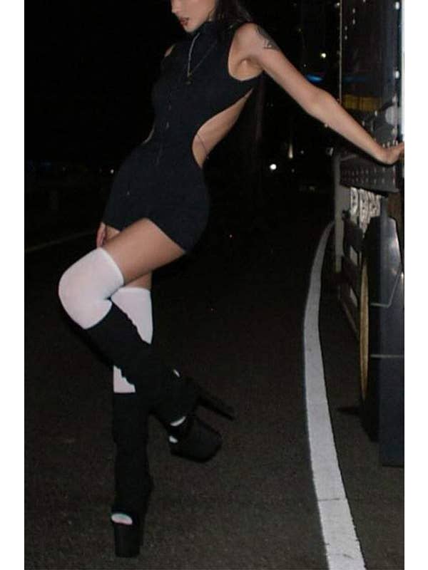 BLACK cut-out bodysuit for night out for wholesale on Faire5