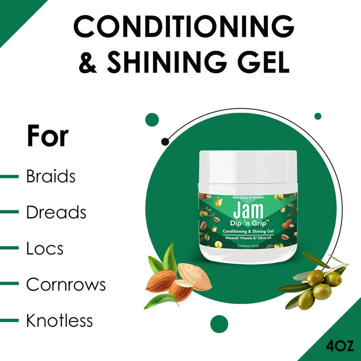 UB BRANDS INC - Wholesale Hair Styling Gel/Mousse - Jam Dip n Grip Almond & Vitamin E Hair Gel 4oz - Shine1