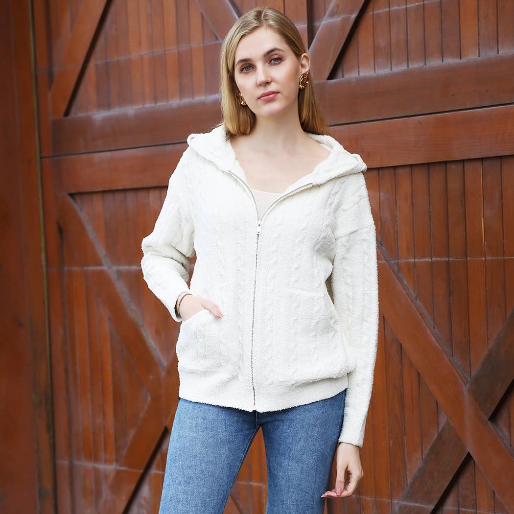 Fashion City - Vendita all'ingrosso Felpa con cappuccio - Donna - Felpa calda con cerniera monocolore tinta unita20