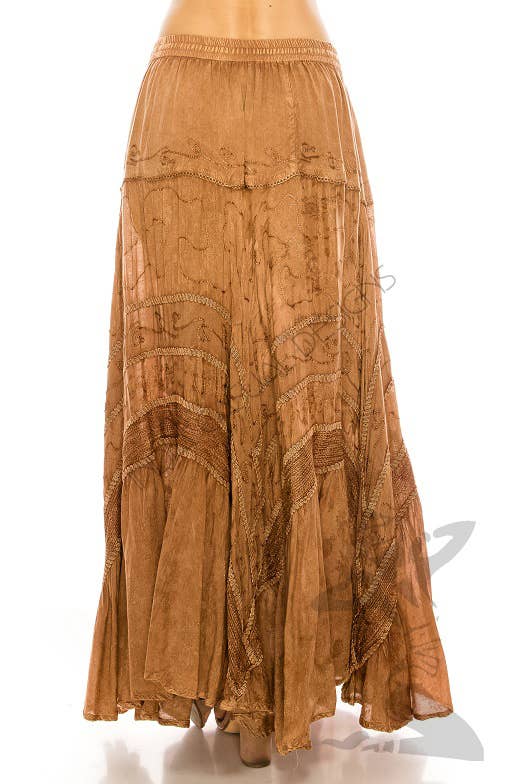 JUST CRUISING - India Casual Designs - Wholesale Skirt - Women's - Handcrafted Maxi Skirt with Intricate Embroidery Detailing0