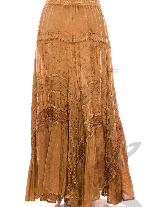 JUST CRUISING - India Casual Designs – Engroshandel Nederdel - Dame – Håndlavet maxinederdel med indviklede broderidetaljer