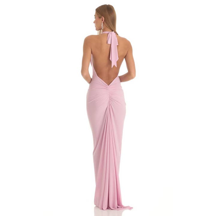 Lucy In The Sky – wholesale Klänning - Dam – Sammankopplad Halterneck BodyCon Maxiklänning i Rosa