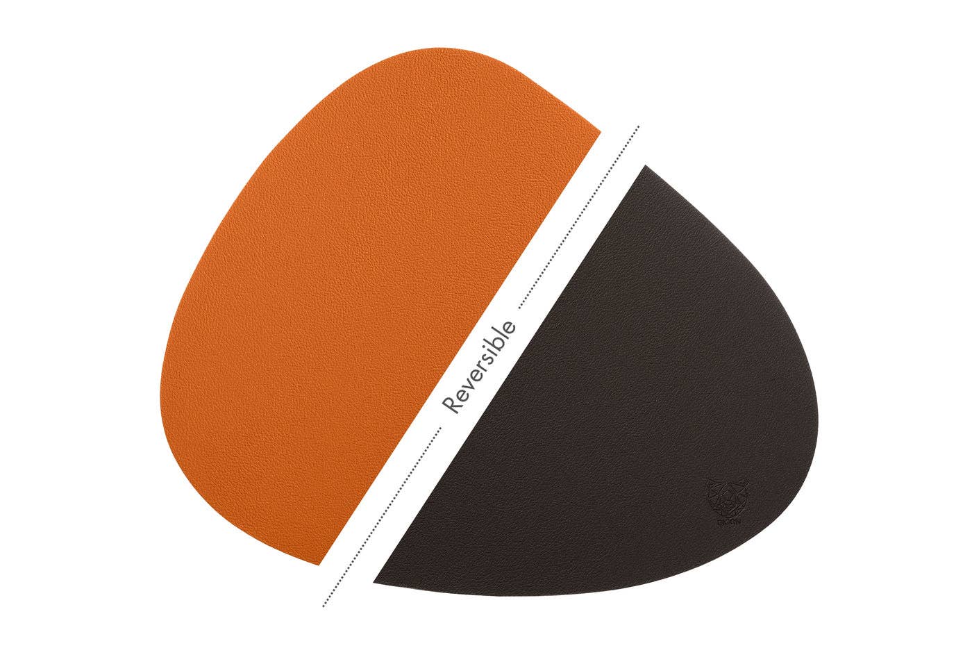 Björn – Großhandel Platzdeckchen – Set aus umkehrbaren Tischsets - 6 Stück - Recyceltes Leder in Orange und Schokolade2