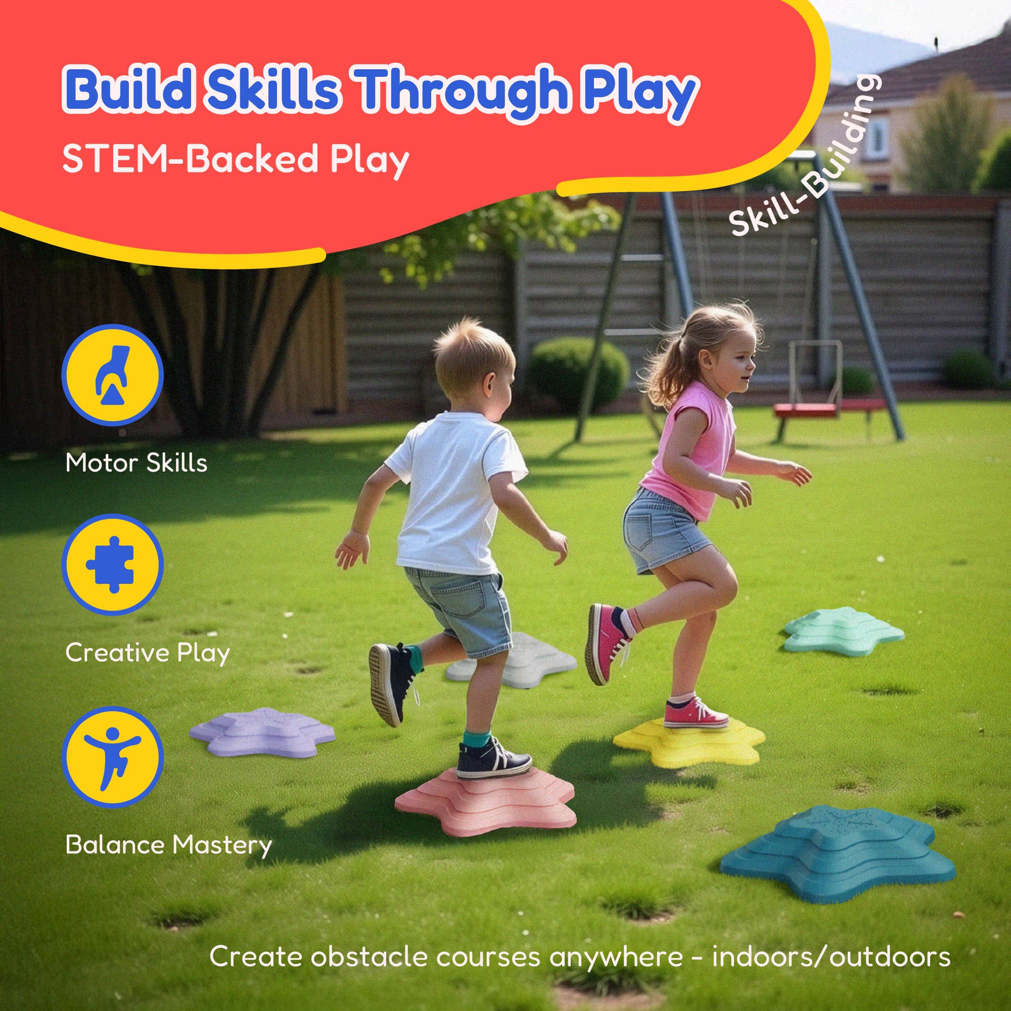 Kook - Wholesale Toy Set - Kids - Kinderific Star Shaped Stepping Stones, 6 Piece Set, Multi2