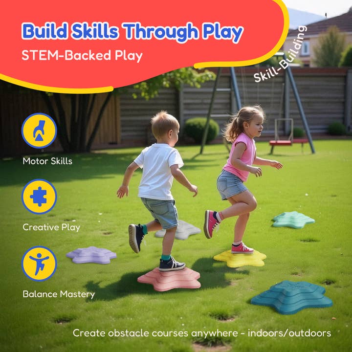 Kook - Wholesale Toy Set - Kids - Kinderific Star Shaped Stepping Stones, 6 Piece Set, Multi2