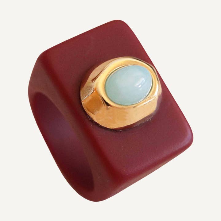 Anello donna bordeaux con turchese per la vendita all'ingrosso da parte di ÉMOLO