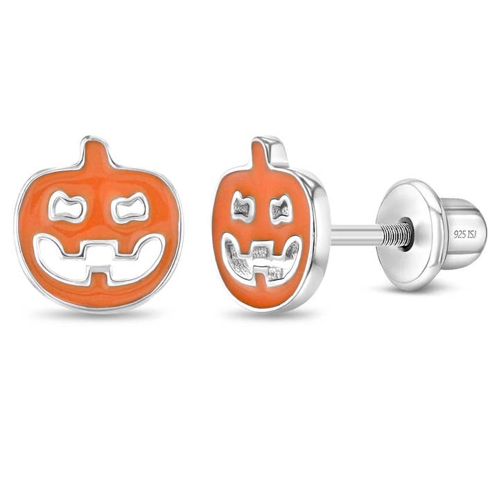 Pumpkin Spice Girls Screw Back Earrings - Sterling Silver for wholesale by In Season Jewelry