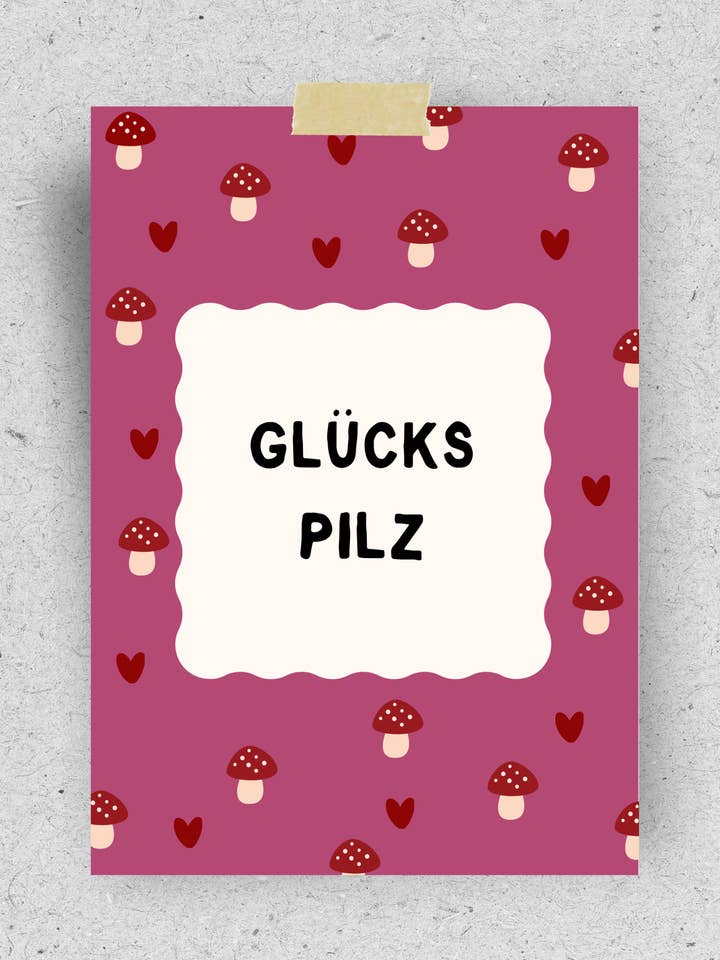 Postkarte "Glückspilz" | Recyclingpapier für den Großhandel von hellopinlin