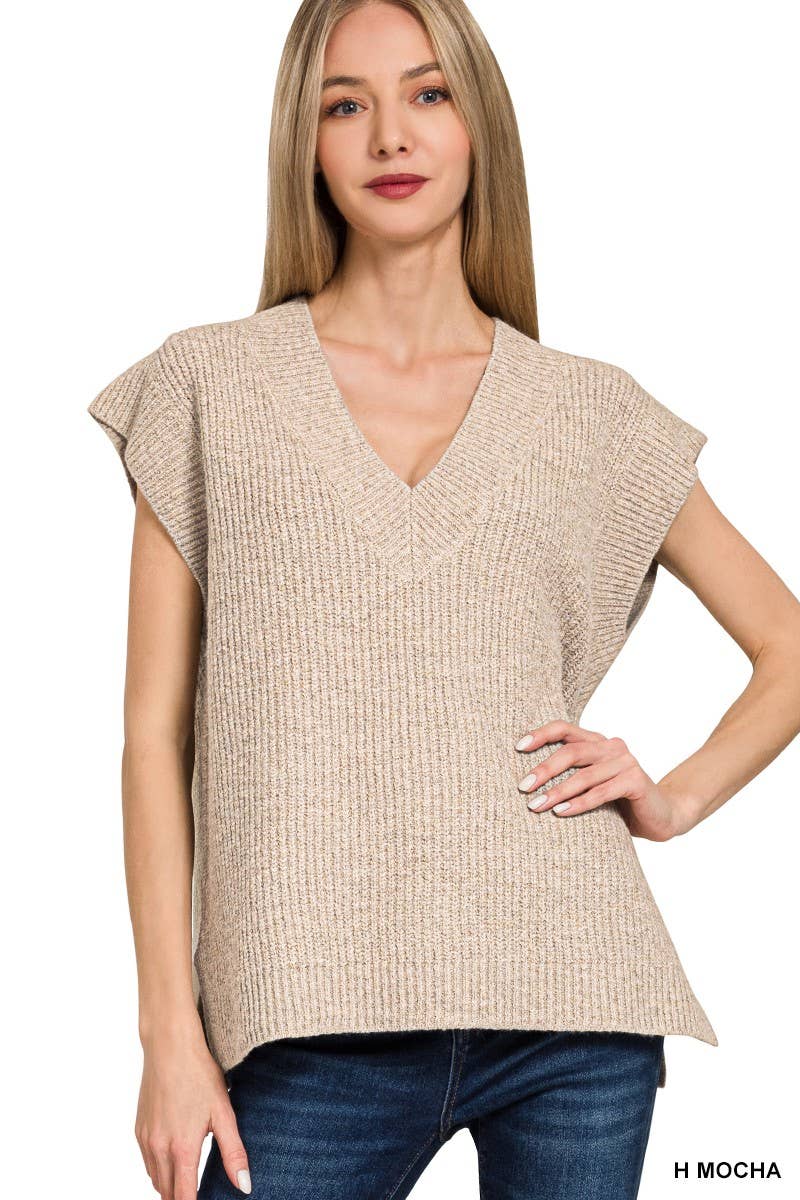 Vanilla Monkey - Vendita all'ingrosso Maglione smanicato - Donna - Gilet in maglia con scollo a V6