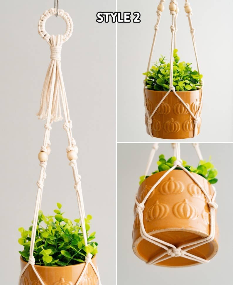 BeanDaikon – Engroshandel Hængende plantekasse – Håndlavet makramé planteophæng I573