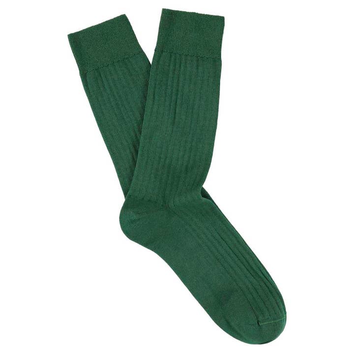 Calcetines clásicos acanalados para hombre - verde para venta al por mayor de ESCUYER